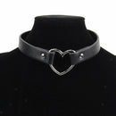 Elegant Love Heart Choker Leather Collar Punk Heart Goth Fans Necklace