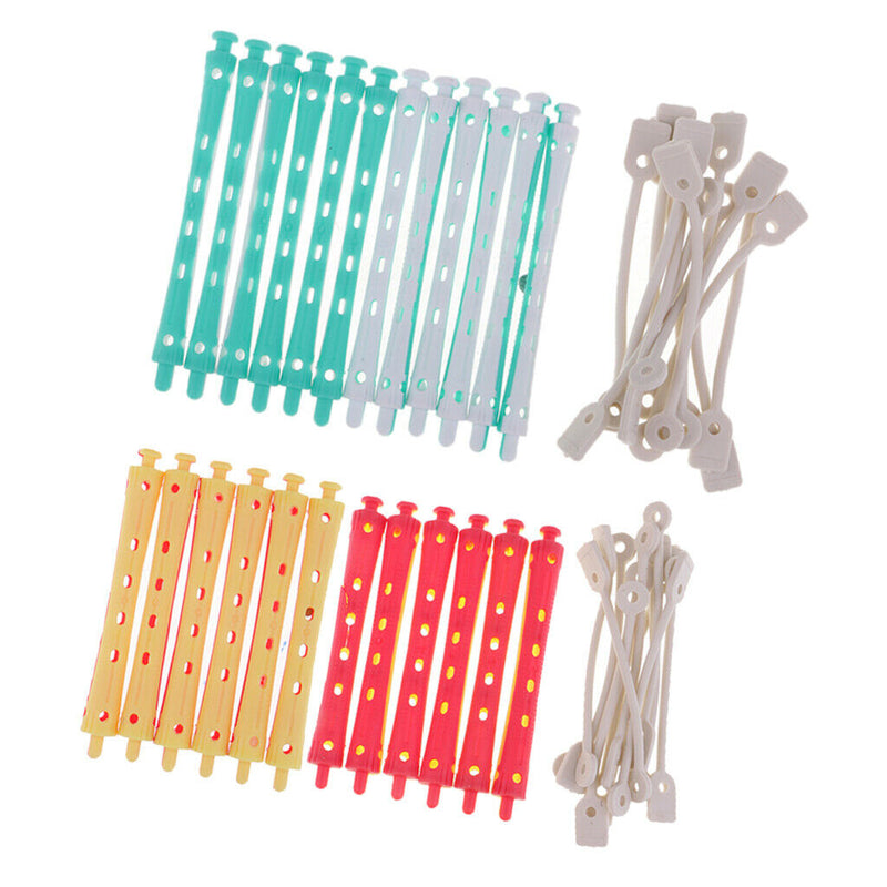 24 Pieces Salon Perm Rods Hair Roller With Rubber Band Curling Hairdressing