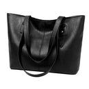 Solid Color Shoulder Handbags Women PU Leather Top-handle Bags Large Totes
