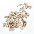 50Pack Hollow Leaves Shapes Wooden Pieces Wood Chip Painting Drawing Crafts