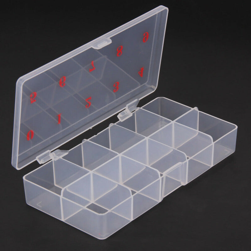 10 Compartments Plastic Clear False Nail Tips Storage Box Holder Organzier A