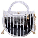 New Striped Transparent Pvc Handbag Ladies Messenger Bag Chain Candy Color