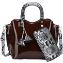 2 Piece Women'S Lacquer Tote Bag Ladies PU Handbag Summer Little Lady Handb