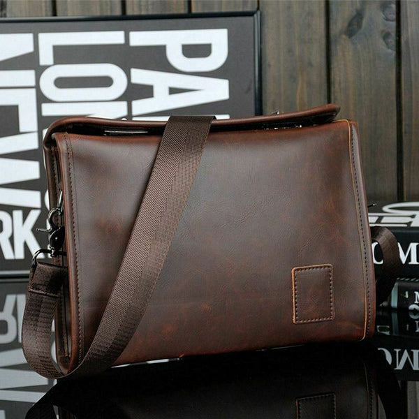 Men Leather Messenger Briefcase Laptop Shoulder Crossbody Bag Business Hand X5W4
