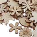 100pcs Wooden Flowers and Leaves Embellishment Wooden Shape Wood Slices Craft