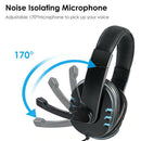 3.5mm Wired Gaming Headset Headphones with Mic for PS4 Xbox One PC (Blue)