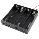 Black 4 x 3.7V 18650 Pointed Tip Batteries Battery Holder Case w Wire Leads I2U2