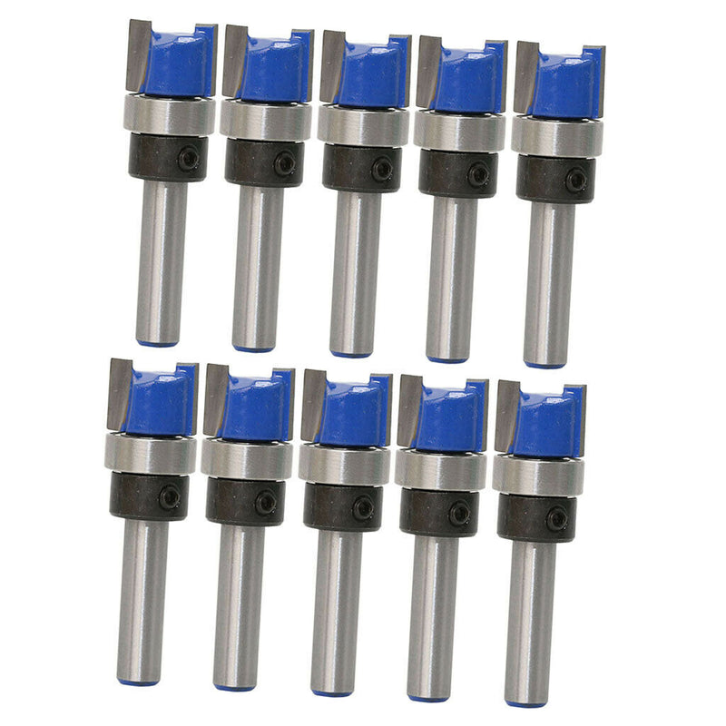 10x 6mm Shank Top Bearing Straight Flute Bit Wood Milling Cutter Power
