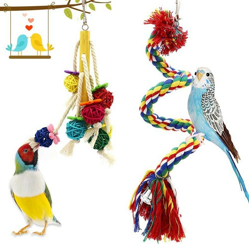 Birds Swing Toys,Parrots Chewing Hanging Perches With Bells Toys For Love B