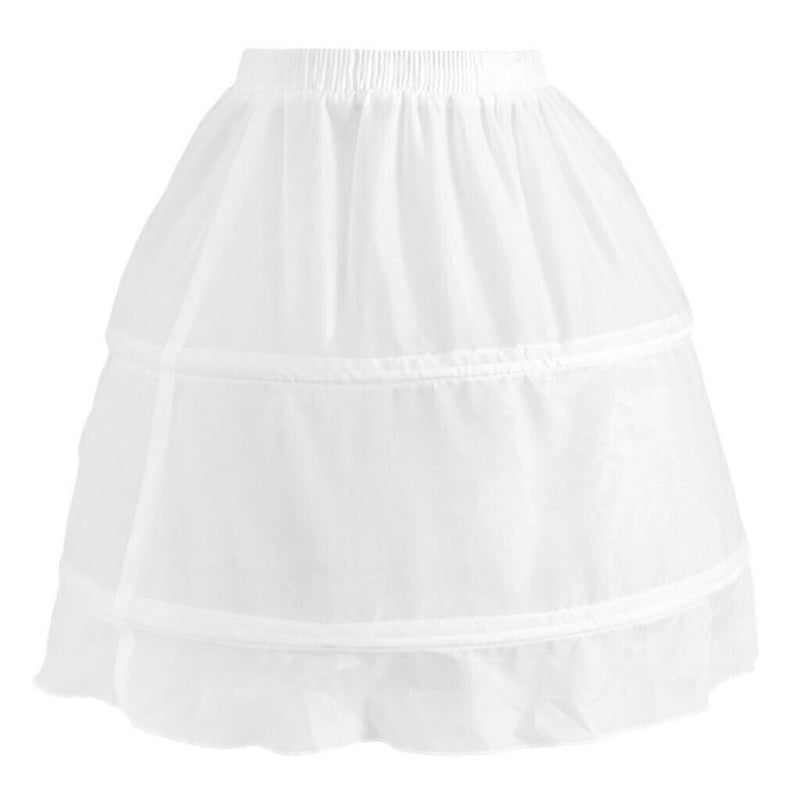 Girls 2 Hoop Tulle Wedding Flower Girl Short Chiffon Petticoat Underskirt