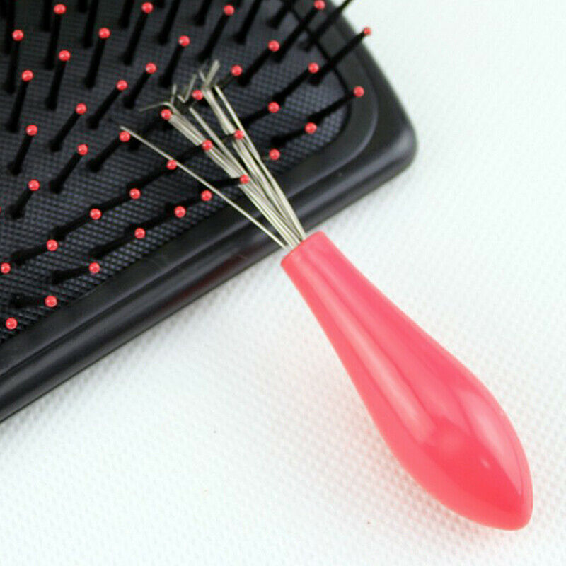 Comb Hair Brush Cleaner Removal Embedded Makeup Tool Plastic Handle Pink DPW