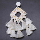 Geometric Tassel Drop Dangle Earrings For Women Jewelry Wooden Bohemian Wed