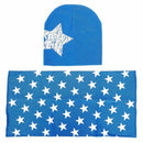 Kids Boys Girls 2Pcs Set Stars Prints O-ring Scarf Neckerchief+Cute Beanies O8A7