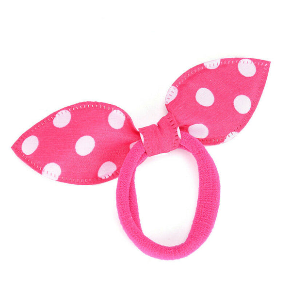 20X Girl Rabbit Bunny Ears Dotted Hair Ties Scrunchie Ponytail Holder HairBan Gw