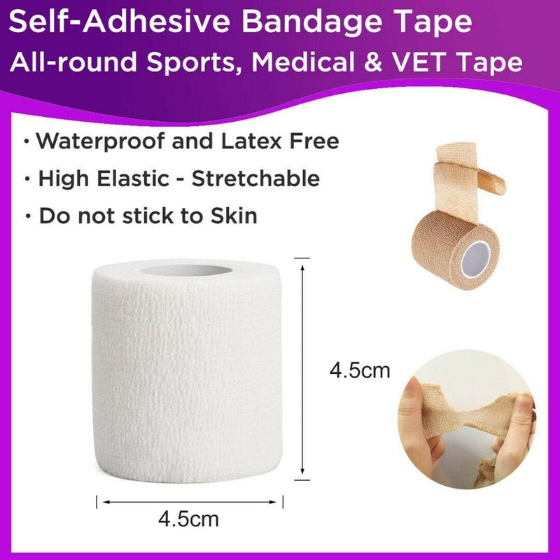 6 Rolls 14.7 FT Self-adhesive Fixation Cohesive Bandage Sports First-Aid Wrap