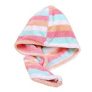 Rainbow Strips Hair Towel Quick Magic Dry Hat Cap Twist Head Towel X7E4