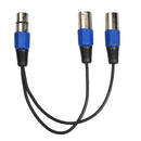 3 Pins XLR Female to 2 XLR Male Jack Y Cable Connecting Wire, Blue Black