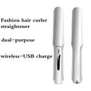 Usb Charging Curler Hair Straightener Tool Mini Wireless Cordless Flat Iron