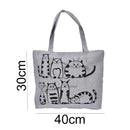 1pc Cat Shopping Tote Bag Big Canvas Handbag Shoulder Crossbody Bag Portable  Kw