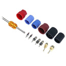 14pcs Automotive AC A/C System Cap Schrader Valve Core w/ Remover Tool Kit