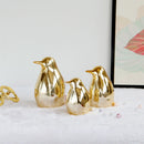 2pieces Golden Bird Statue Desktop Ceramic Display Home Office Decor M+L