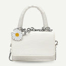 Alligator PU Crossbody Bag Women Daisy Chain Mini Shoulder Handbag (White)