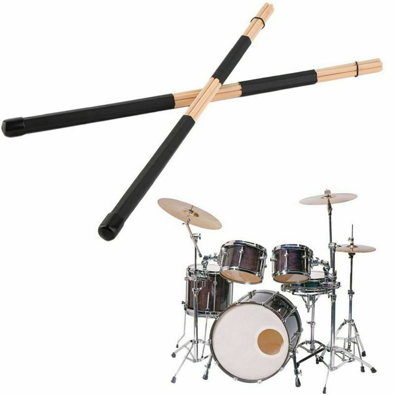 1 Pair 40cm Wooden Hot Rods Rute Jazz Drum Sticks Portable Lightweight