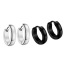 2 Pairs 316L Stainless Steel Huggie Hoop Jewellery Round Ear Snap Earrings