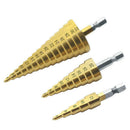 3pcs Durable High Speed Steel 4241 Titanium Multifunction Cone Step Drill  NQN