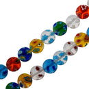 40-Piece Colorful Mix Millefiori Flower Glass Coin Beads,10mm