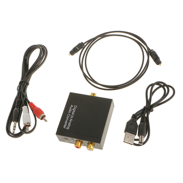 Digital Optical Coaxial to Analog RCA Audio Converter Adapter with Tos Cable