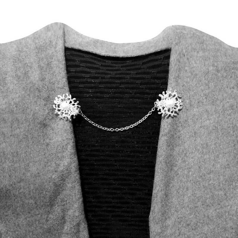Retro Shawl Clips with Chain - Pack of 3 - Cardigan Shrug Sweater Clips Clasp,