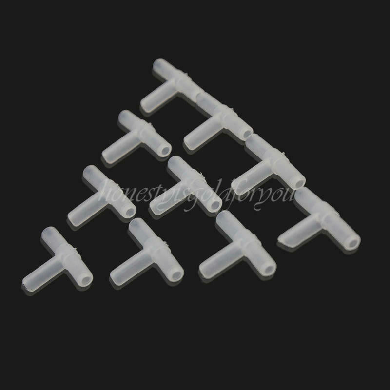 10x Aquarium Tank Plastic Air Fuel Pump Tube Tee Hose Tubing Connector Joiner