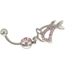 Double Dolphins Rhinestone Belly Ring Body Button Bars Jewellery,Pink X2D2