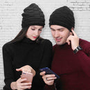 Wireless Bluetooth 5.0 Headset Knitted Velvet Winter Hat Sports Cap (Black) A
