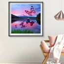 5D DIY Full Round Drill Diamond Painting Butterfly Lake Embroidery Craft