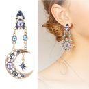Asymmetric Pair Sun & Moon Crystal Dangle Drop Earrings Multi-color Jewelry Gift