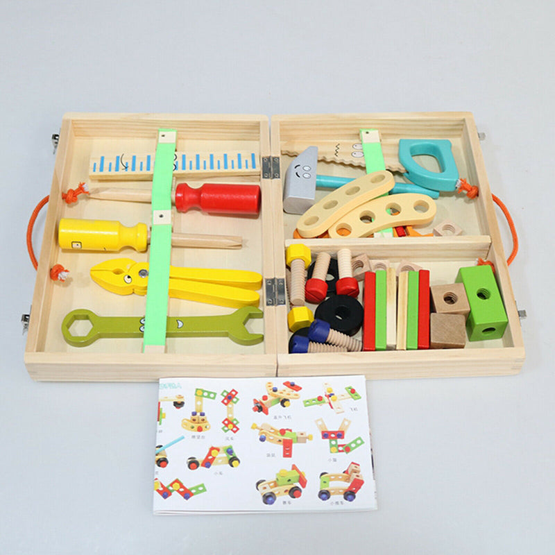 Wooden Repair Tools Box for Kids Educational Puzzle Toys Assembly Games
