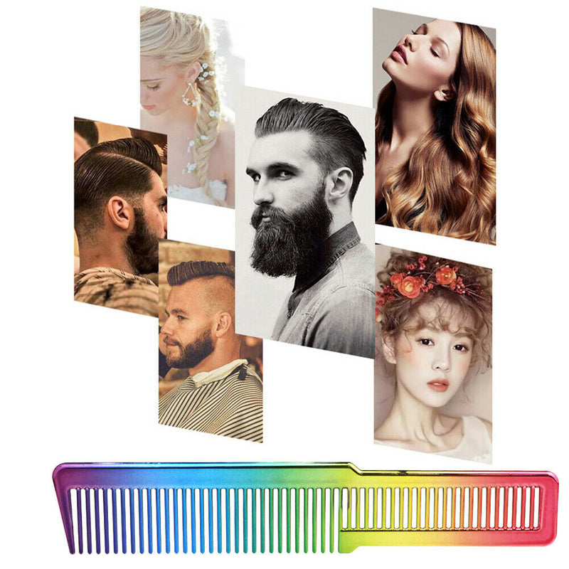 Electroplating Rainbow Comb Clipper Oil Head Hair Styling Comb (Rainbow) A