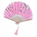 Lady Bamboo Ribs Foldable Summer Tool Hand Fan Decoration Pink D6K3