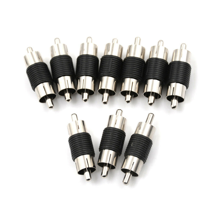 10PCS Straight AV RCA Male to Male Connectors Couplers Adapters FT