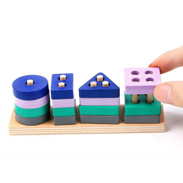 16pcs/Set Wooden Toys, Stacker Stacking Sorting Block Shapes Games Geometric