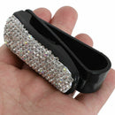 Auto Fastener Clip White Rhinestone Diamond Car Sun Visor Glasses Sunglasse