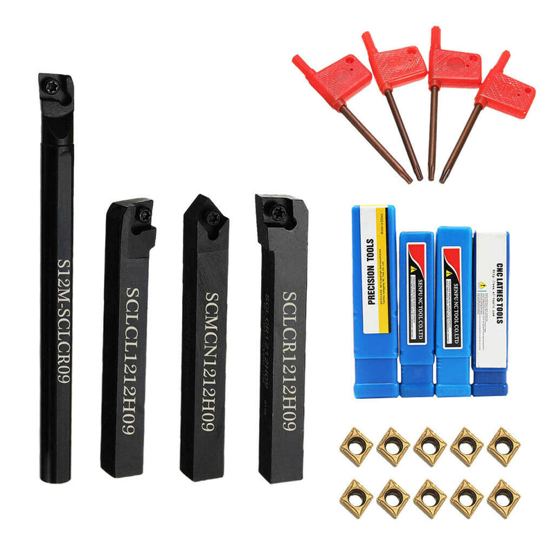 4pcs Jet Boring Bar Rod Turning Tool Holder Set With 10pcs