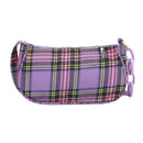 Retro Plaid Women Shoulder Underarm Bag Chain Handbags Canvas Tote (Purple)