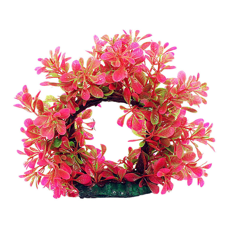 Water Ornament For Aquarium Artificial Water Plants Gate Shape Decor-Red