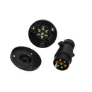 2Pcs  7-Pin Round Caravan Tow Bar Electrical Trailer Socket Plug Black Housing