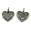 100x Alloy Filigree Heart Charms Necklace Pendant for Jewelry Making Craft