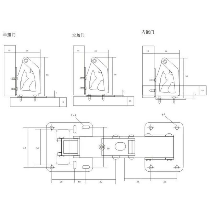 170 Degree Hinge for Corner Cabinet Door Kitchen Thick Door Panels Hinges