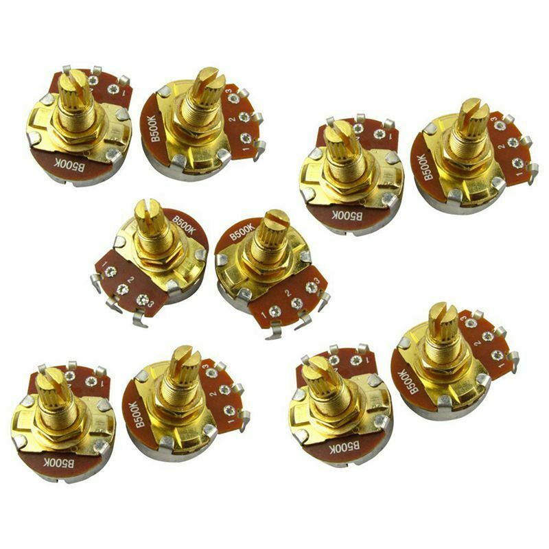 10Pcs Guitar Full Size Pots B500K L18Mm Shaft Audio Volume Taper Potentiome